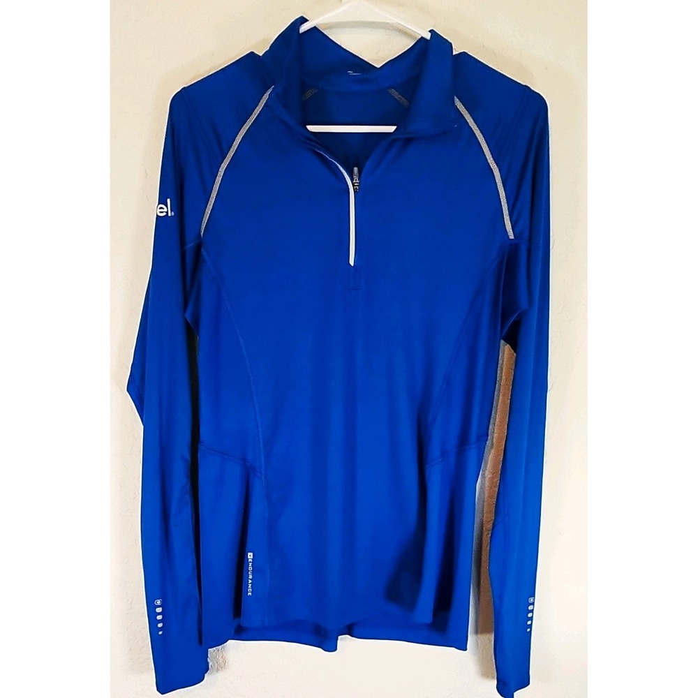 OGIO Endurance Women's L Blue 1/4 Zip Long Sleeve Stretch Intel Logo Pullover